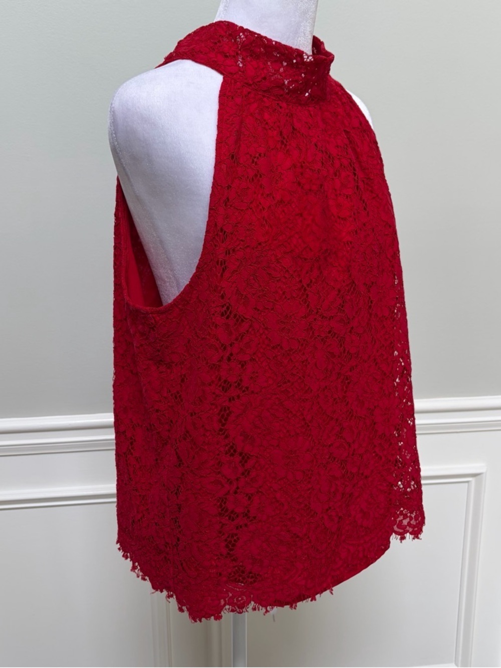 J. Crew Red Lace Sleeveless Top M - Picture 2 of 8